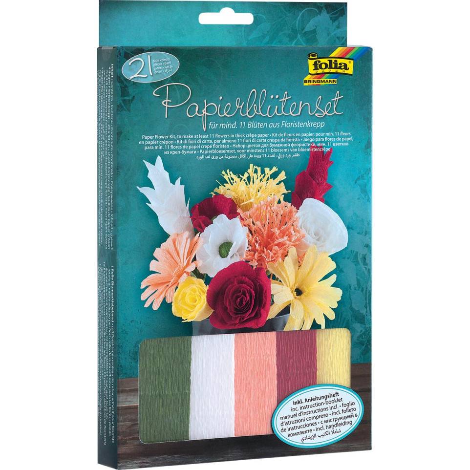 Folia knutselset crêpe papier bloemen 21 delig