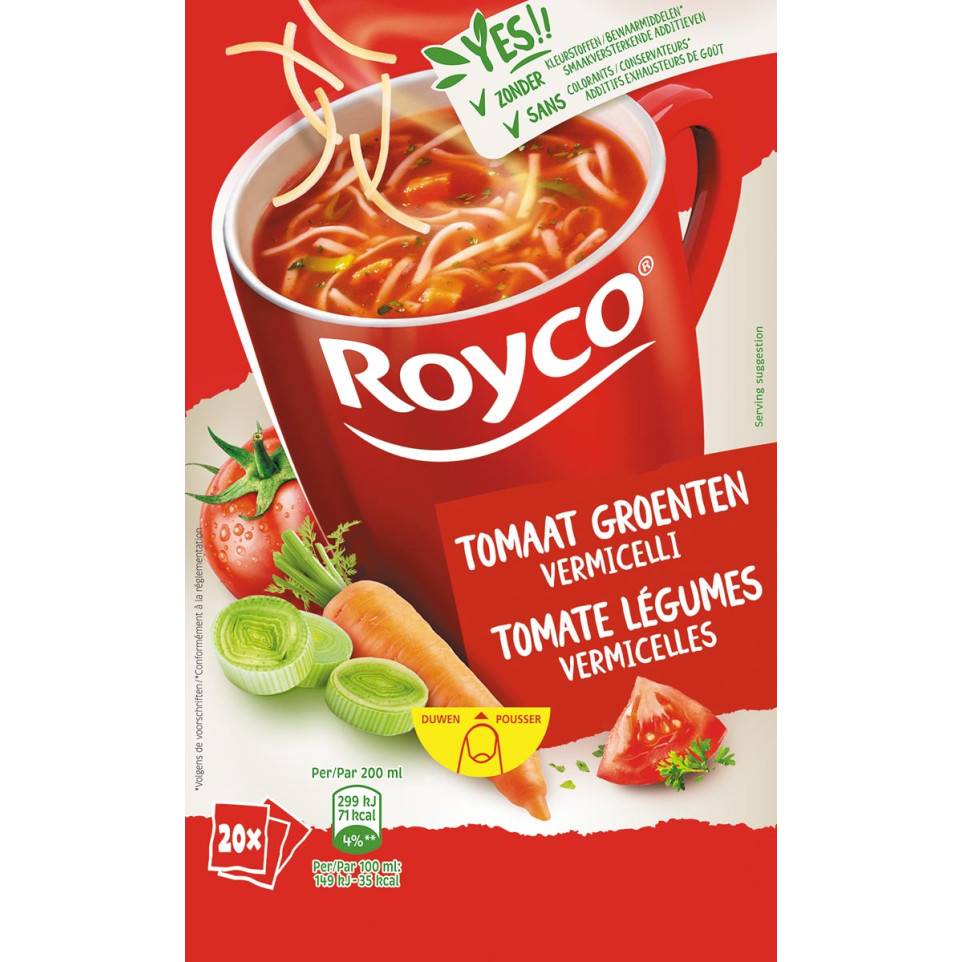 Royco Minute Soup tomates légumes vermicelles paquet de 20 sachets