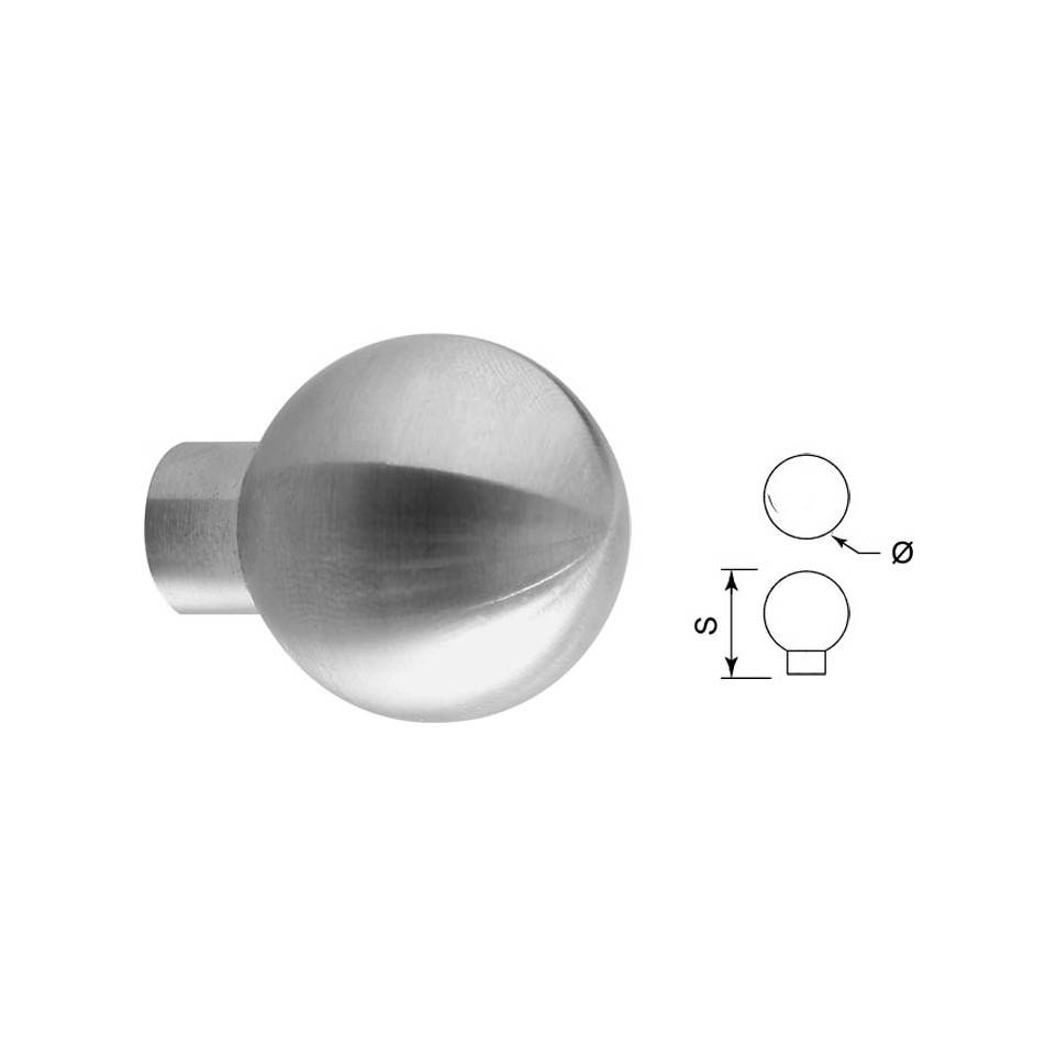 Bouton boule Ø25mm inox brossé pce