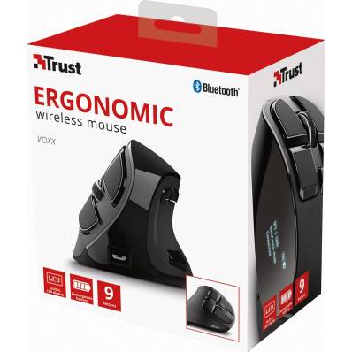 Trust souris ergonomique sans fil rechargeable Voxx, noir sur