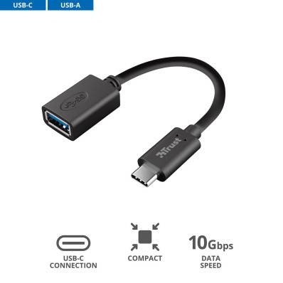 Herstellen Verenigde Staten van Amerika Bloeien Trust Calyx USB kabel OTG, USB A - USB C, 0,15 m, zwart