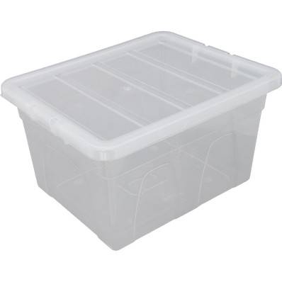 Boîte de rangement transparente avec couvercle - 32 L  Boite de rangement, Boite  rangement plastique, Rangement