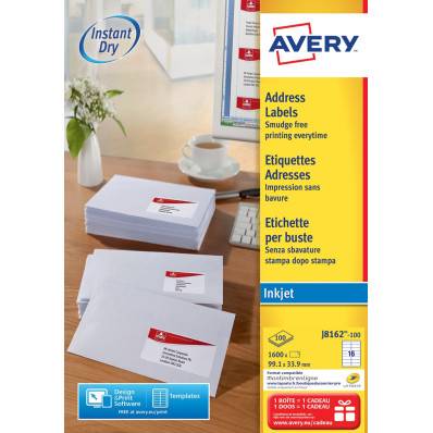 Avery L7167B-100 BlockOut étiquettes autocollantes QuickPeel, ft