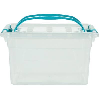 boîte de rangement avec couvercle et poignée en plastique - 4 litres -  Rouge, transparent