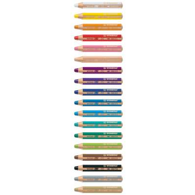 Crayon de couleur Stabilo Woody 3 en 1 couleurs assorties - Boite de 10 + 1  taille-crayon sur