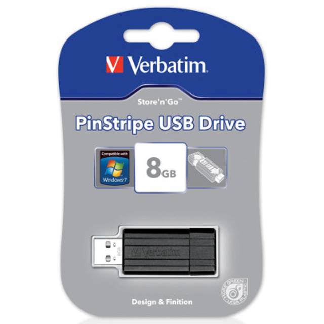 Verbatim clé USB 2.0 PinStripe, 8 Go, noir
