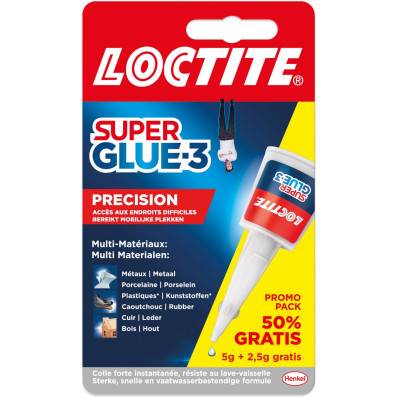 Loctite colle instantanée Super Glue Precision, 5 g + 50 % gratuit
