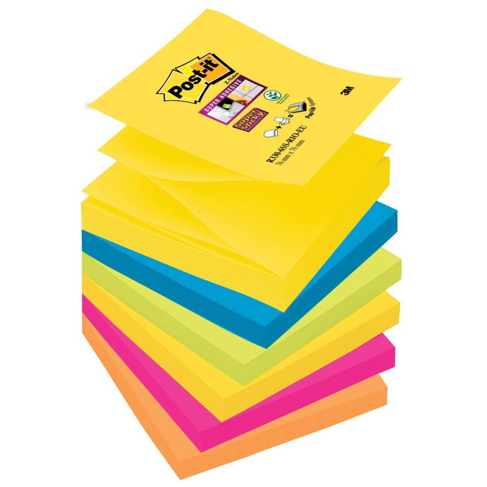 Post It Super Sticky Z Notes Carnival 90 Feuilles Ft 76 X 76 Mm