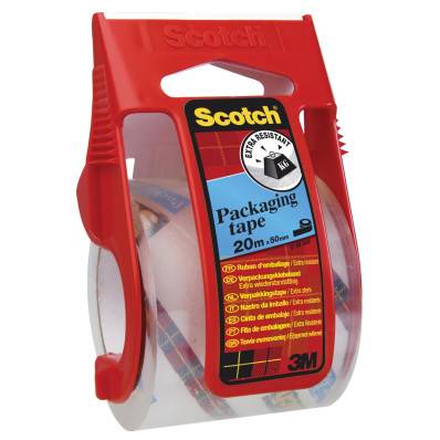 Scotch® Ruban d'emballage avec dévidoir jetable, lame métallique,  polypropylène, marron, 50 mm x 20 m - Dévidoirs et kits