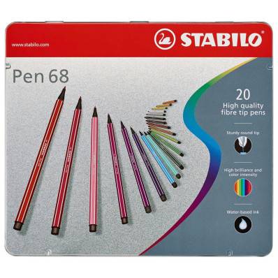 Toepassen leven Een bezoek aan grootouders STABILO Pen 68 viltstift, metalen doos van 20 stiften in geassorteerde  kleuren