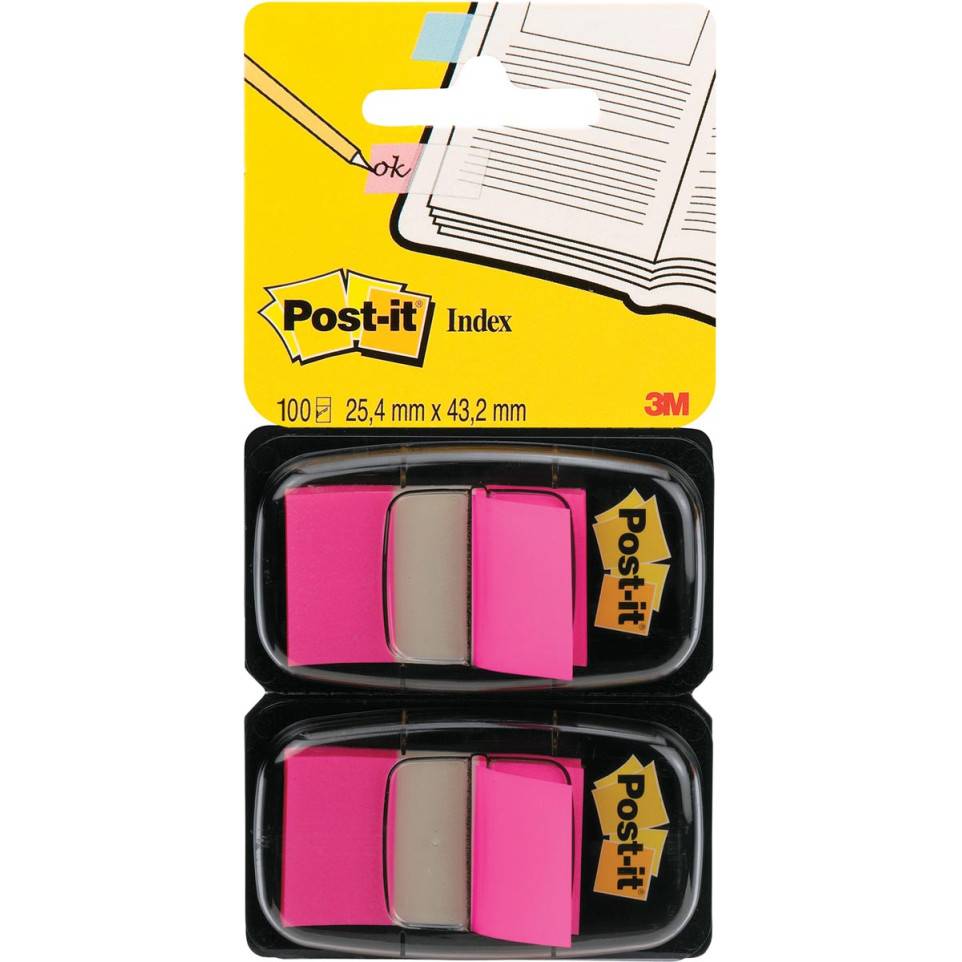 Post-it Index standard, ft 25,4 x 43,2 mm, dévidoir avec 2 x 50 ...