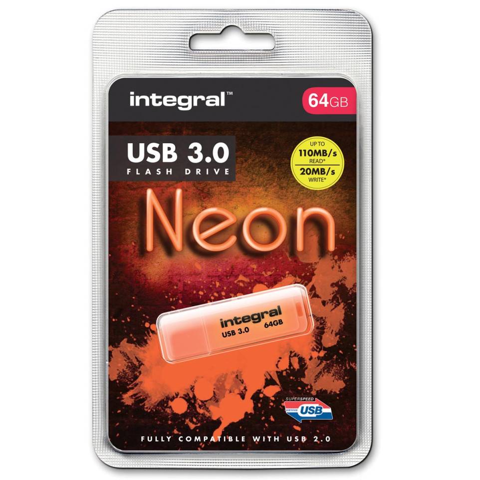 Integral Clé USB Neon 8 Go USB 2.0 - Orange