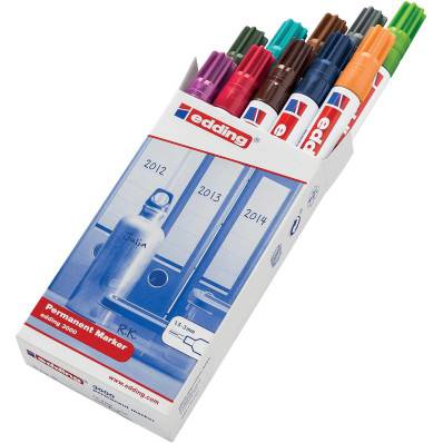 Huiswerk plotseling Fondsen Edding permanent marker 3000, doos met 10 stuks in geassorteerde kleuren