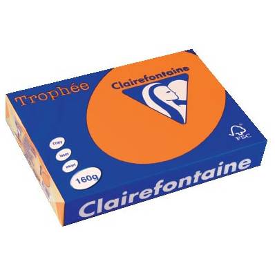 Clairefontaine Trophée Intens, papier couleur, A4, 160 g, 250 feuilles,  orange vif
