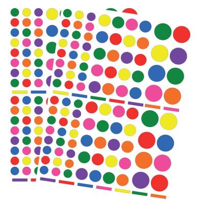 Apli Kids gommettes enlevables, cercle, blister de 624 pièces en couleurs  et formats assortis
