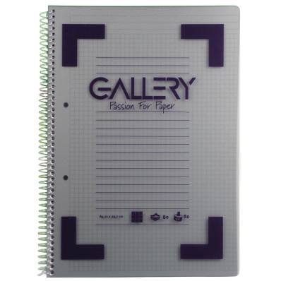 Gallery cahier à reliure spirale Traditional A4, 4 trous, ligné, couleurs  assorties, 160 pages