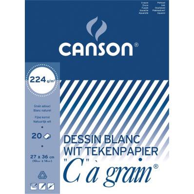 Canson - La Pochette C à Grain - Papier à dessin - A3 - 224 g/m² - 10  feuilles - Blanc