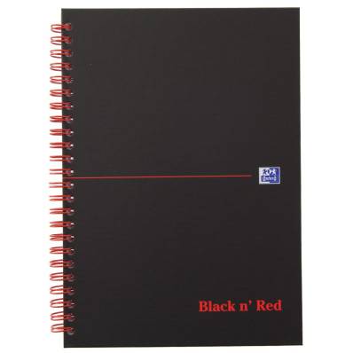 Oxford BLACK N' RED cahier spiralé en carton, 140 pages ft A5, ligné