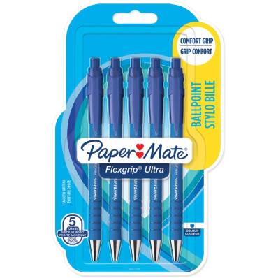 Paper Mate FlexGrip ultra - Stylo à bille - bleu - 1 mm - rétractable