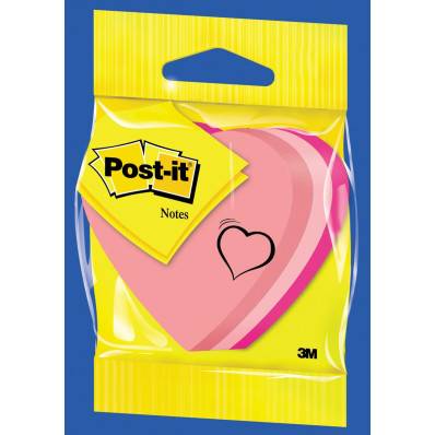 Post-it Notes mini coeur, 3 couleurs, bloc de 225 feuilles, sur