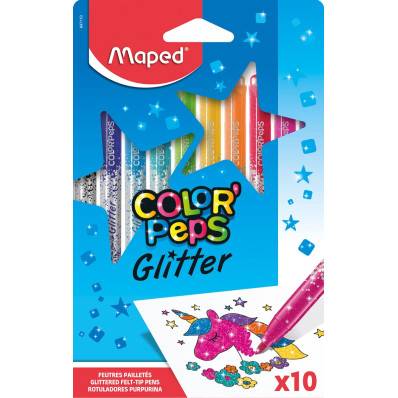 Maped Color'Peps Glitter feutre, étui de 10 pièces, assorti