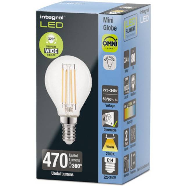 Integral lampe LED E14 Mini Globe, dimmable, 2.700 K, 3,4 W, 470