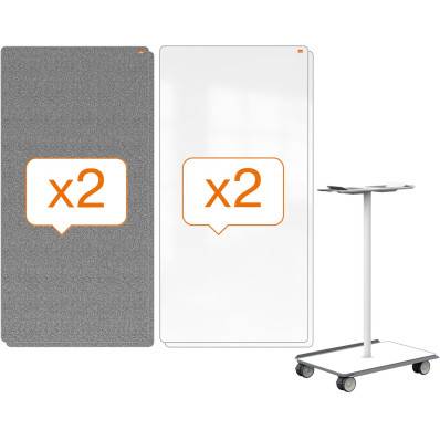 Nobo Move & Meet mobiel systeem met 2 whiteboard/memobord ft 180 x 90 cm