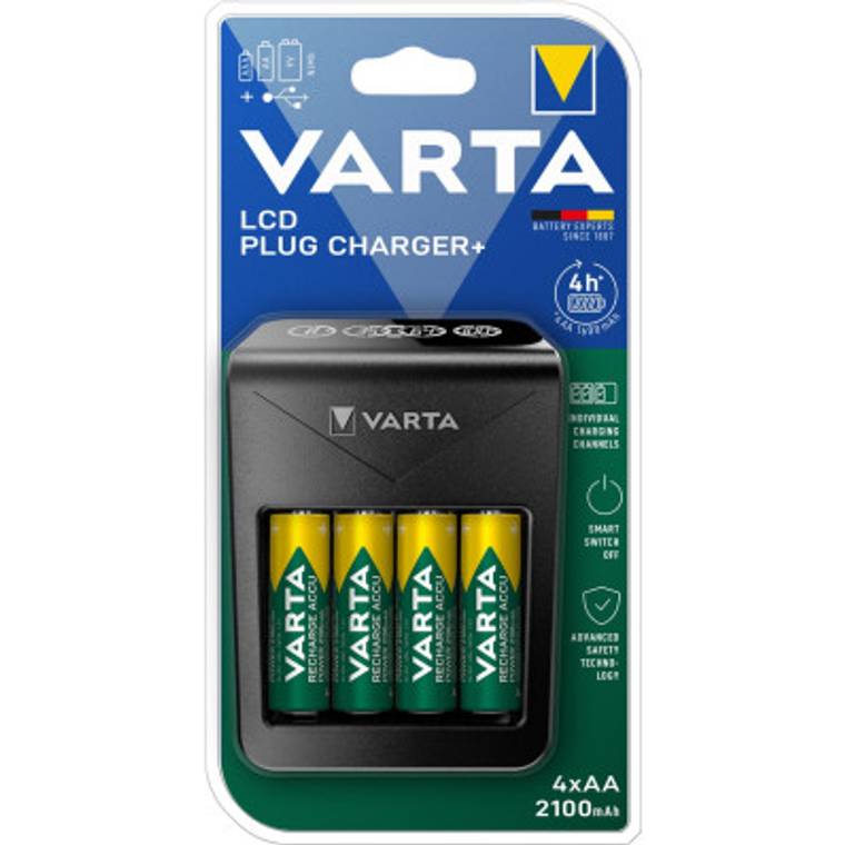 Voordracht schouder Arashigaoka Varta batterijlader LCD Plug Charger+, inclusief 4 x AA batterij, op blister
