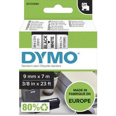 Dymo D1 ruban 9 mm, Noir sur Transparent