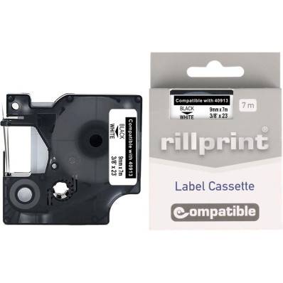 Rillprint ruban D1 compatible pour Dymo 40913 9 mm noir sur blanc