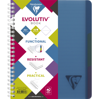 CLAIREFONTAINE LINICOLOR cahier spirale couverture polypro 180