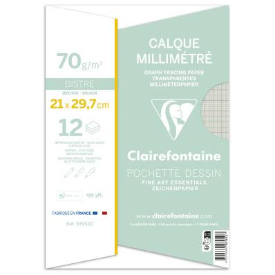 Papier Calque pochette 12F A4 70/75g. - Clairefontaine