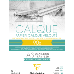 Papier Calque - 29,7 X 42 Cm - 50 Feuilles - 90/95G - Clairefontaine pas  cher