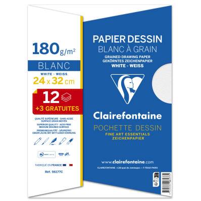 CANSON Pochette papier à dessin blanc 10 feuilles A3 à grain 180g