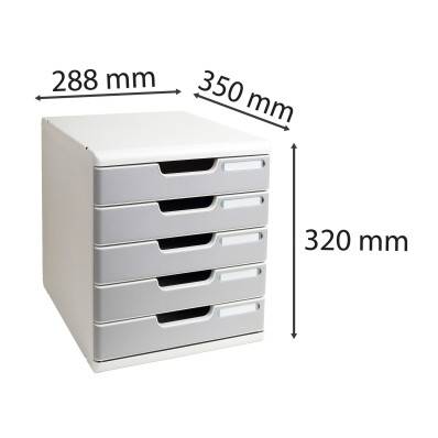 Exacompta - Module de classement Ecobox+ Office 5 tiroirs - Gris