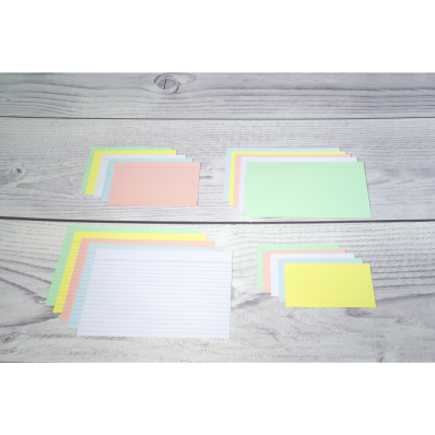 Exacompta - Paquet de 50 Flashcards sous film + anneau - bristol ligné  perforé - format A6 - Couleurs assorties