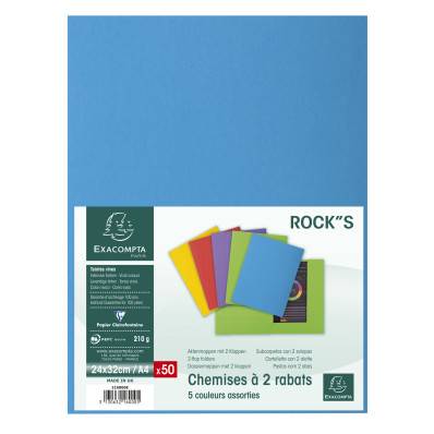 Chemise cartonnée Exacompta Rock's + sous chemises coloris assortis -  Paquet de 50 + 100