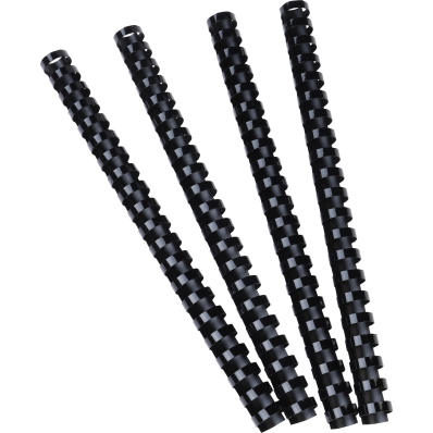 Baguettes de reliure anneaux plastique - 16 mm - Noir - Boîte de