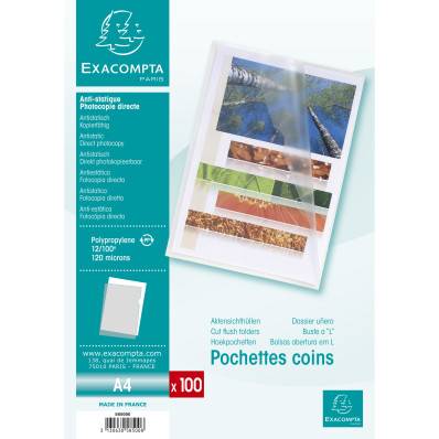 Exacompta - Sachet de 100 pochettes perforées polypropylène grainé 5/100e -  A4 - Cristal