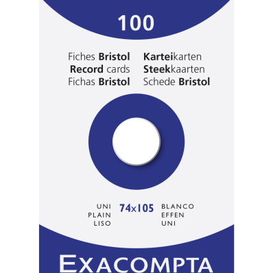 Exacompta - Étui de 100 fiches - bristol uni perforé 210x297mm - Blanc