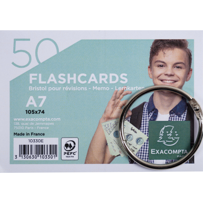 Flashcards 50 fiches bristol A6 Blanc