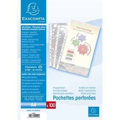 Paquet de 25 pochettes perforées en polypropylène 5/100ème format