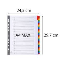 Intercalaires imprimés alphabétiques PP recyclé gris - AZ 26 positions - A4/  Pce
