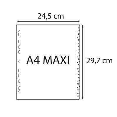 Intercalaires numériques pp gris 12 positions A4 maxi 