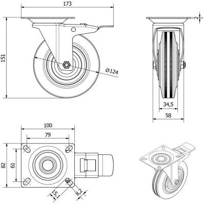 Set de 4 roulettes pivotantes Roulettes de Roues de transport - Ø 40 mm -  roulettes