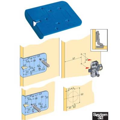 Gabarit de perçage - système 32 - Multi Blue HETTICH