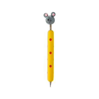 Zoom jaune stylo avec animal, souris