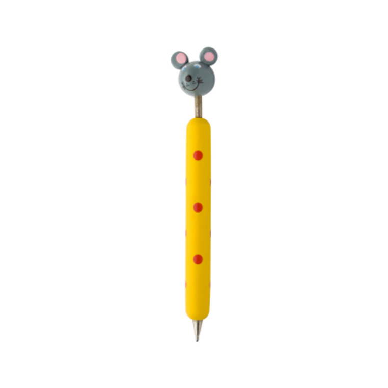 Zoom jaune stylo avec animal, souris