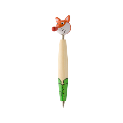 Zoom beige stylo à bille avec animal, renard