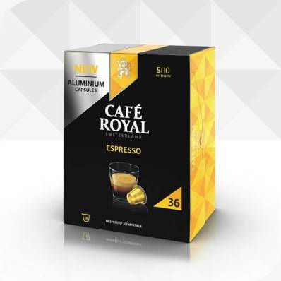108 x CAFE ROYAL - ESPRESSO CLASSIC COFFEE - ALUMINIUM CAPSULES for the  NESPRESSO®* - SYSTEM - Intensity 5 | Switzerland